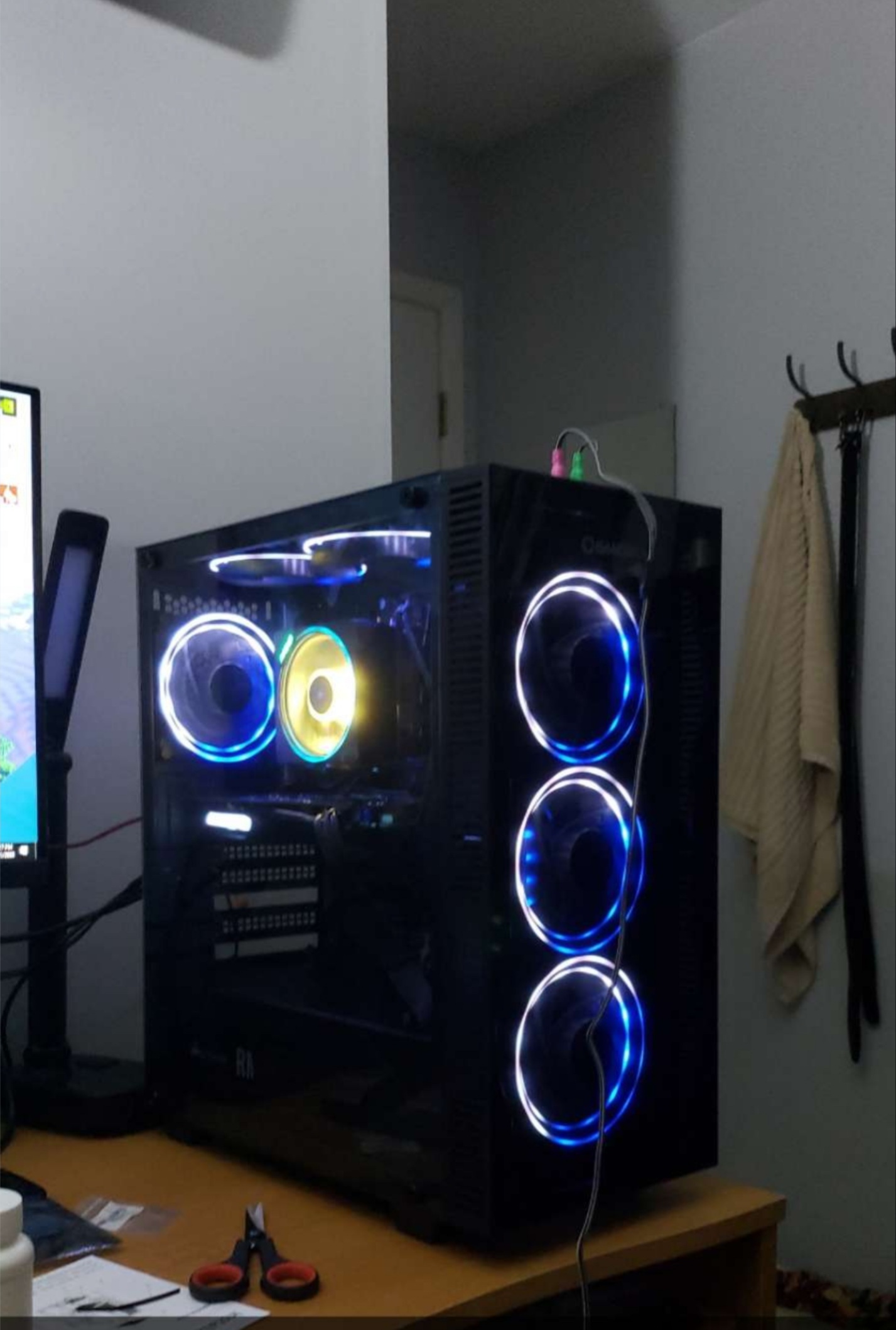 image of a custom built PC with lights