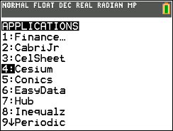 Ti-84 Plus CE apps menu, Cesium highlighted