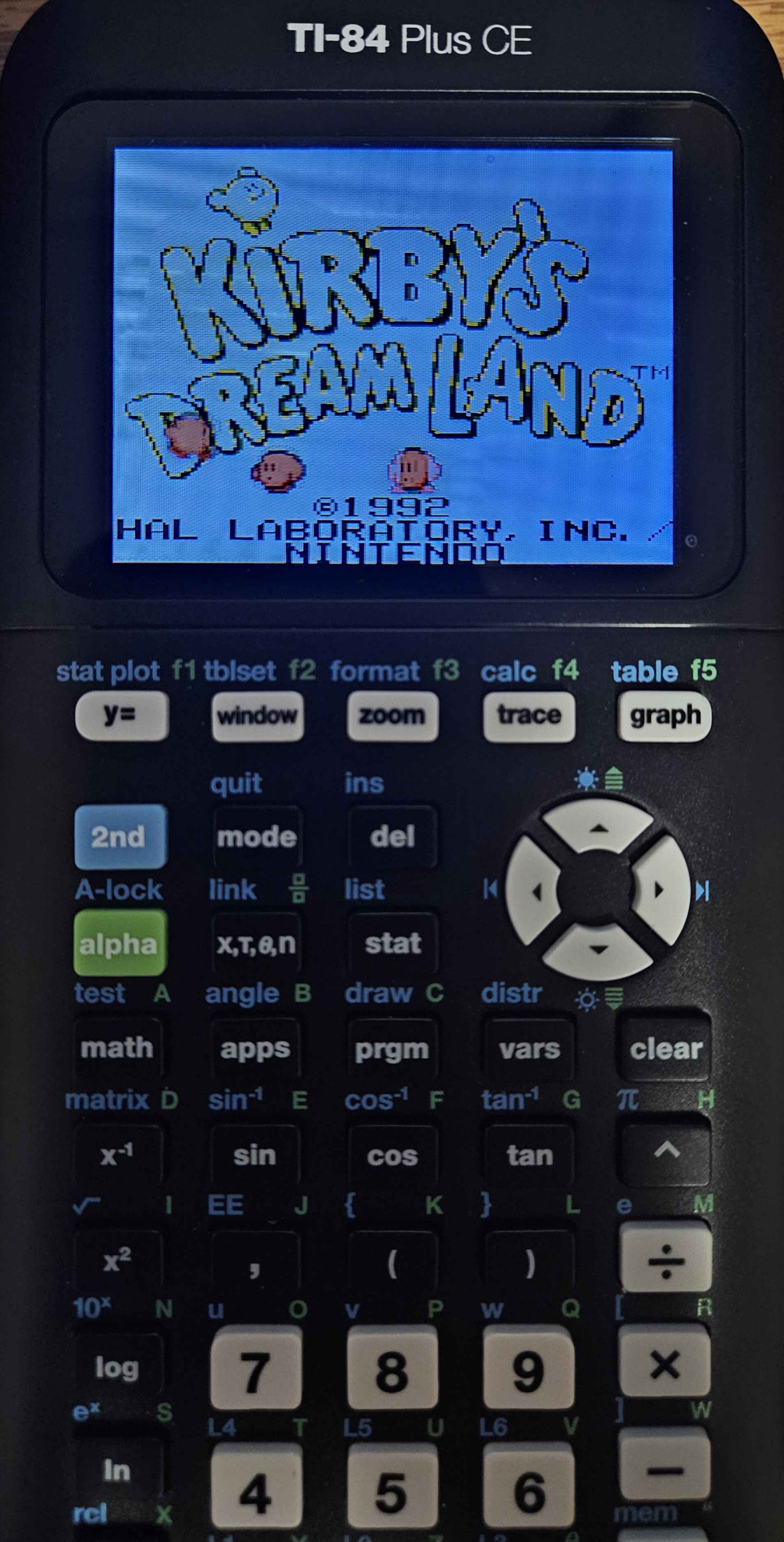 real photo of my ti-84 playing kirby
