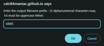screenshot of a prompt that shows up when uploading a gc file reading "Enter the output filename prefix."