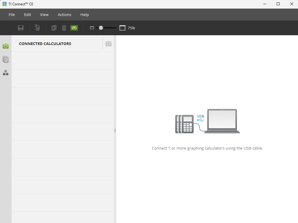 software ti connect ce with no connected calculator